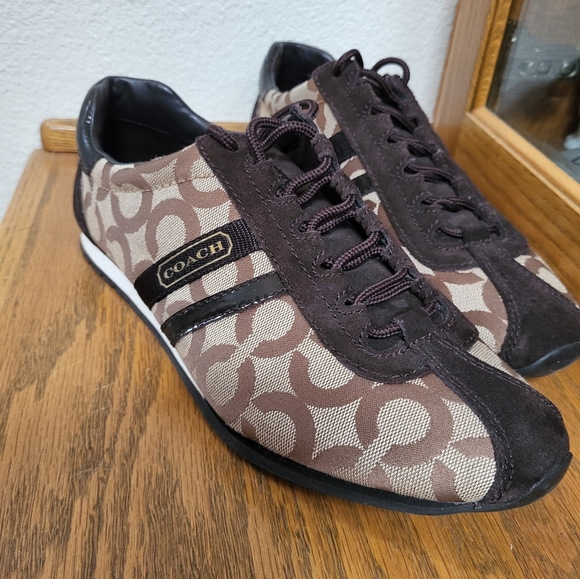 VINTAGE COACH Khaki Brown Signature Canvas Kathleen Sneaker- Women's 9 - Picture 4 of 4